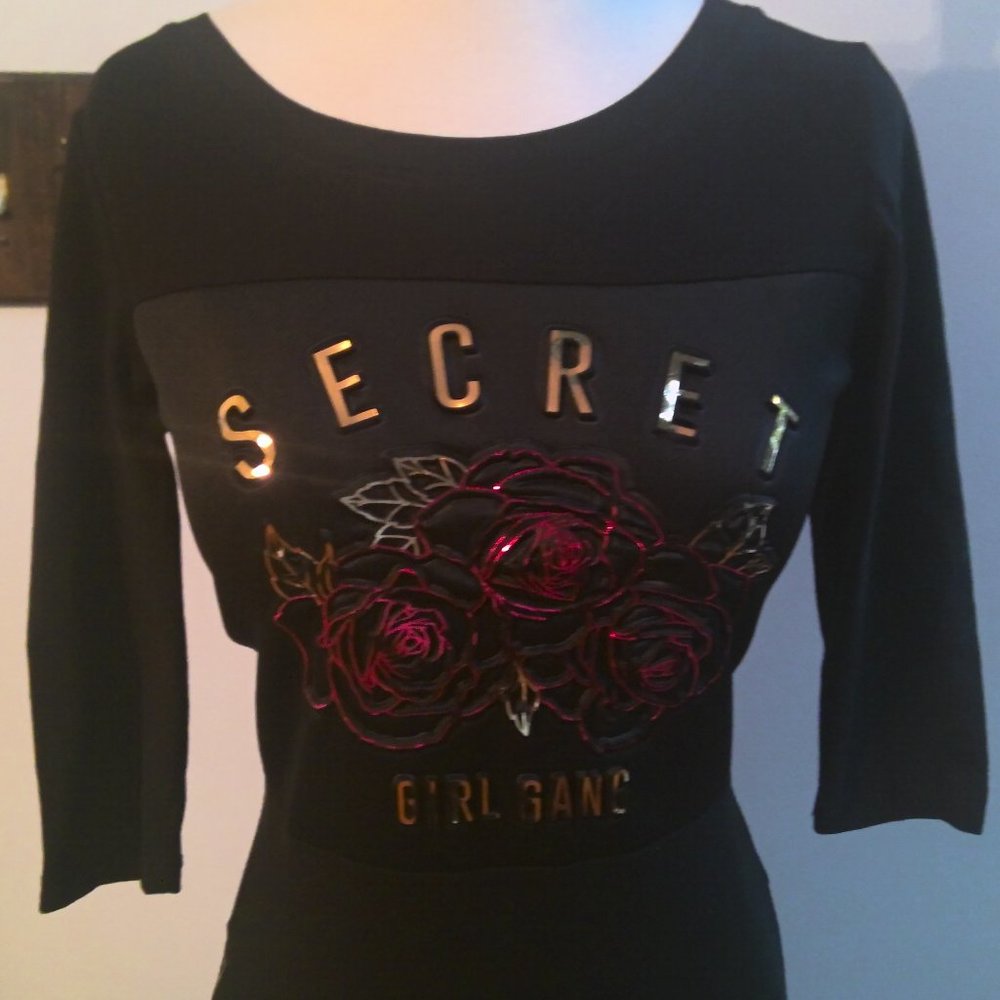 BLACK COTTON AND SPANDEX QUARTER SLEEVED  DRESS NEW WITH TAGS-SIZE SMALL